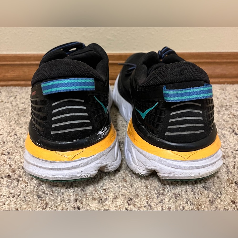 Hoka One One Black/Teal/Orange Men’s Bondi 7 Athletic Shoes Sz 12 - Picture 4 of 10